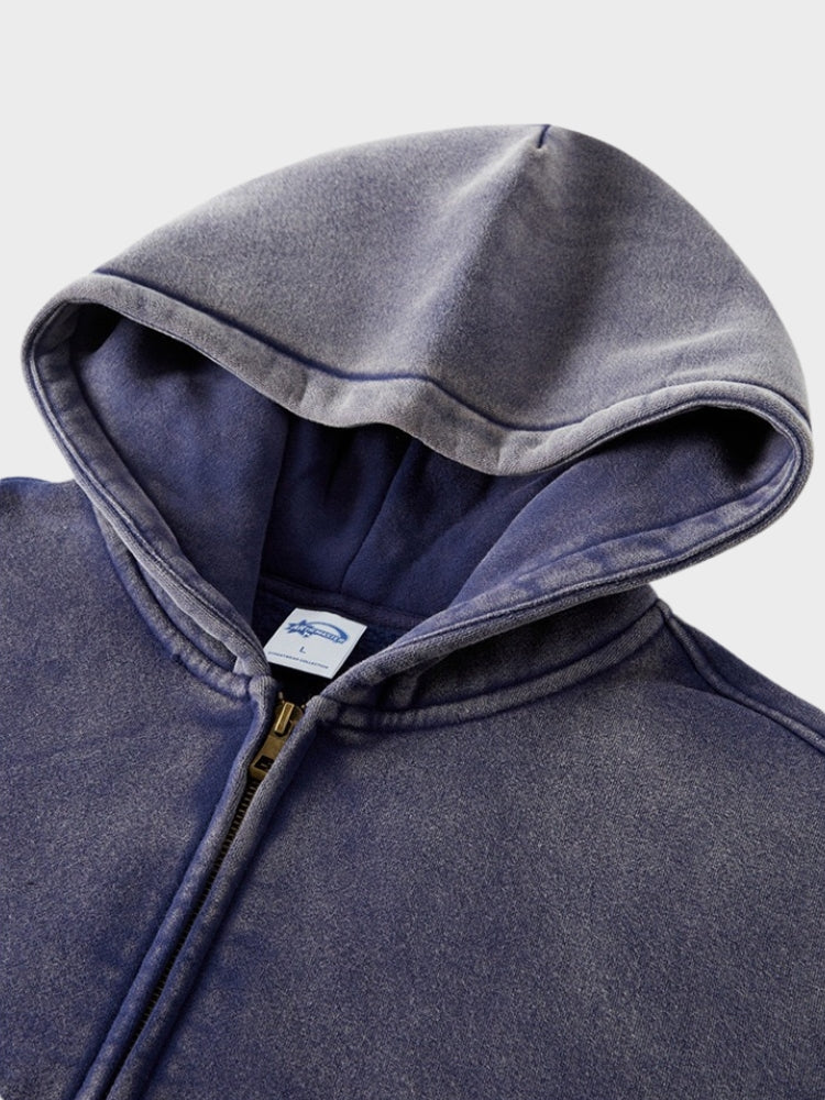 Decarba Washed Hoodie with Zipper