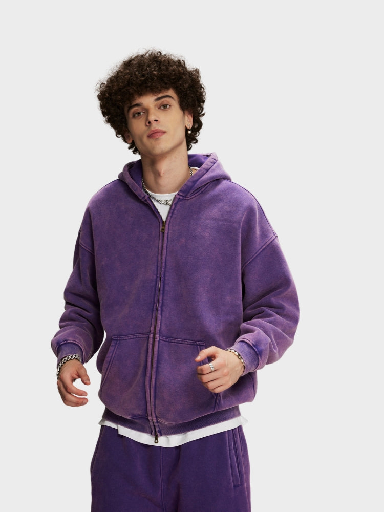 Decarba Washed Hoodie with Zipper